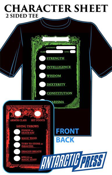CHARACTER SHEET 2-SIDED T-SHIRT MED