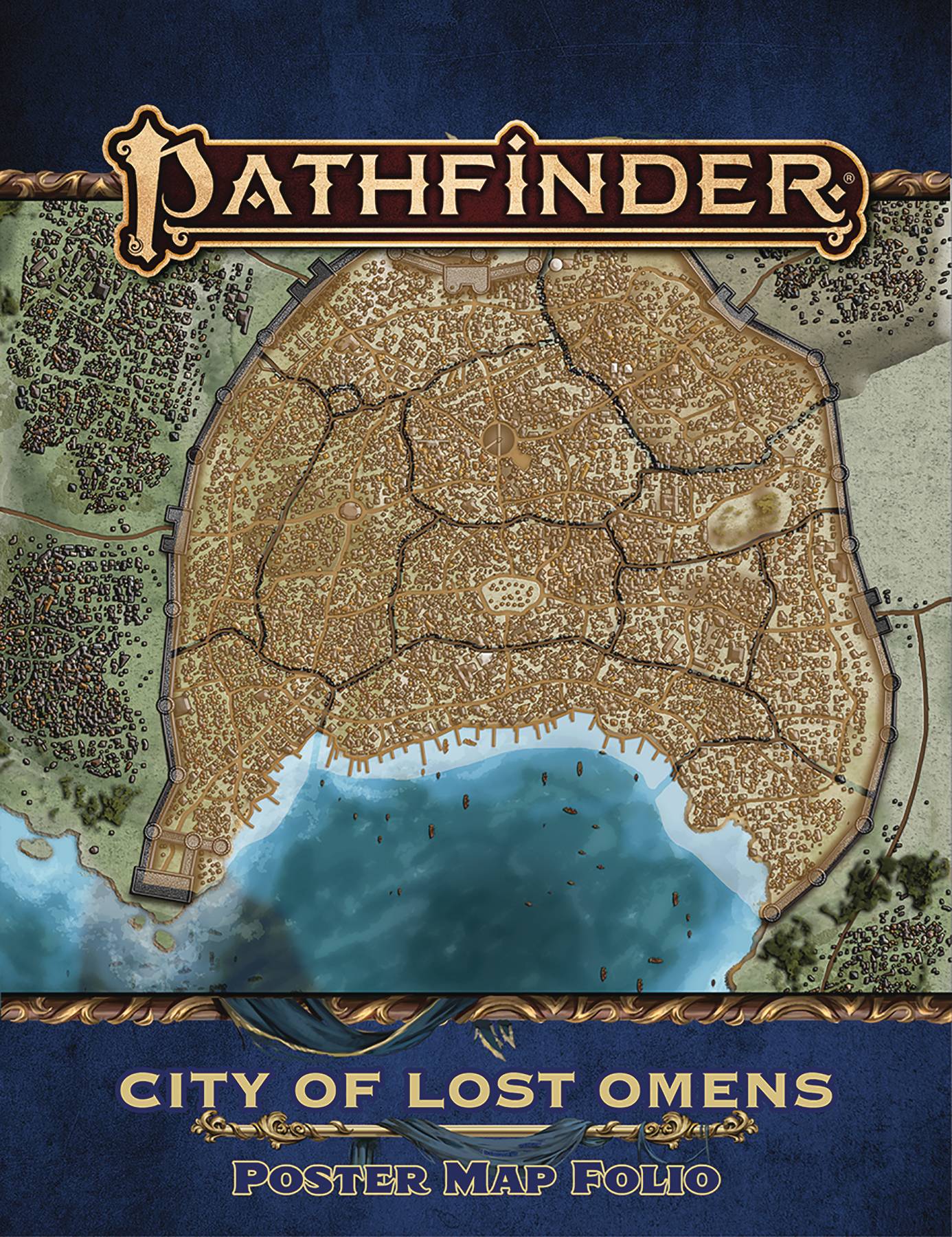 PATHFINDER CITY OF LOST OMENS POSTER MAP FOLIO